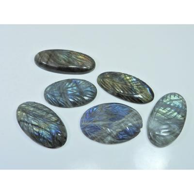 373Cts. Natural Labradorite Carving Oval Cabochon Loose Gemstone 07Pcs Lot LL-1151