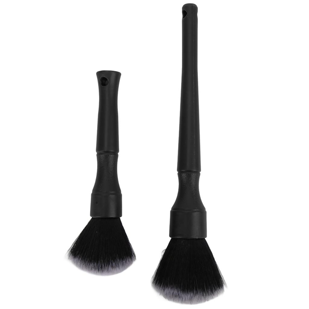 2pcs Soft Car Detailing Brush Set Multi Purpose Automotive Cleaning Brush Universal for AutoBlack