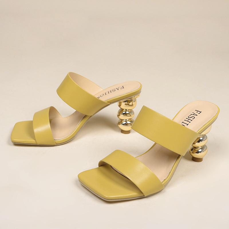Summer Heels  New Electroplating Sandals and Slippers Latest  Heels Mid Women's Pumps Designer Female  High Heels