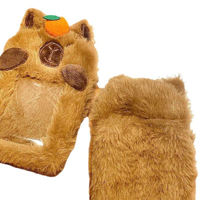 Orange Plush Capybara Card Case Animal Toy Student Id Storage Kid Birthday Gift