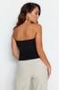 Women's Fashion Black Slim Fit Strapless Woven Vest