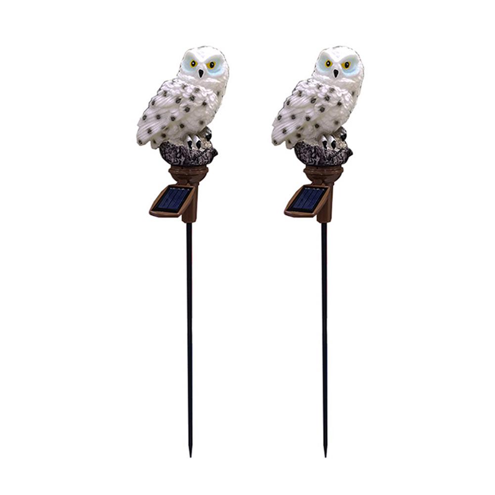 2pcs Solar LED Lights Outdoor Decorative Lawn Stake Owl Shape Lights for Home Garden Courtyard Adornment Decor Warm White Light