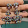 Color Treasure Necklace Jewelry Ancient Gold-Plated Hand-Carved Colored Gemstones Full Of Diamonds Droplets Zircon Exquisite Light Luxury Necklace
