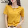 GMXIA Women's Fashion Casual Leisure Solid Color Print Short Sleeve V Neck Blouses & Shirts