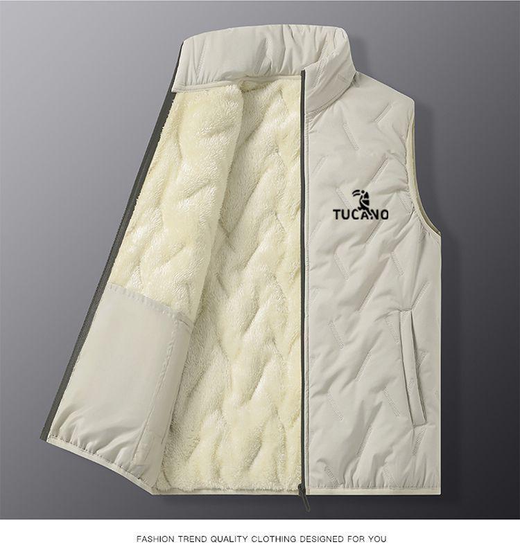 Woodpecker Unisex Lambswool Vest: Autumn/Winter Fleece-Lined, Thick, Stand Collar, Casual & Warm Jacket