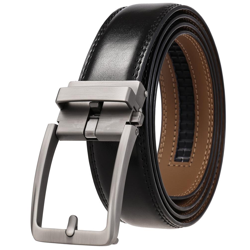 Anti-Needle Automatic Buckle Belt, Men'S Belt, Two-Layer Cowhide Belt Ly36-561948-1