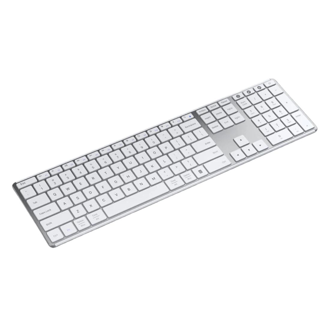 

AUSDOM Wireless Bluetooth Keyboard for Business, with Silent Ultra-Thin Metal Scissor Legs, Rechargeable, Over 100 Keys, White білий