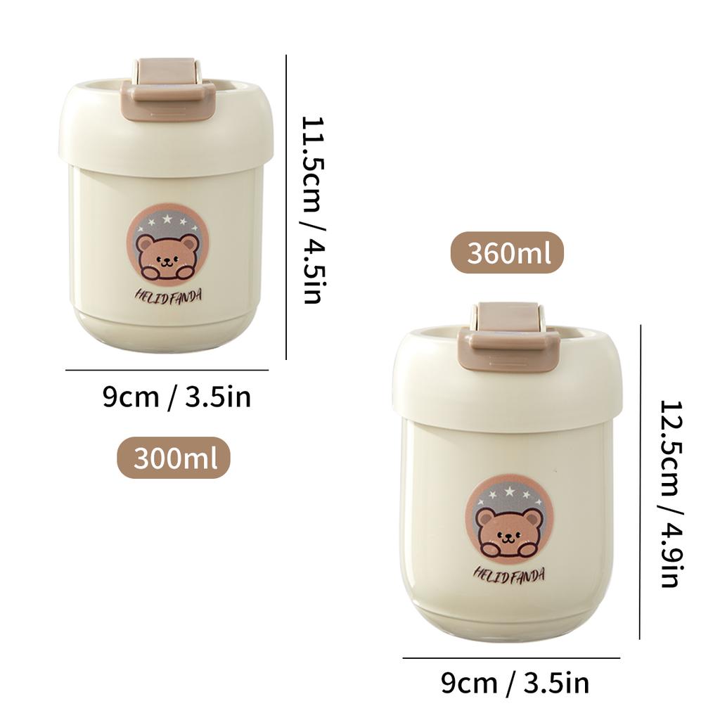 360ml Double Drink Water Bottle Kid 304 Stainless Steel Anti-scalding Drinking Cup With Straw&Handle Children Drinkware