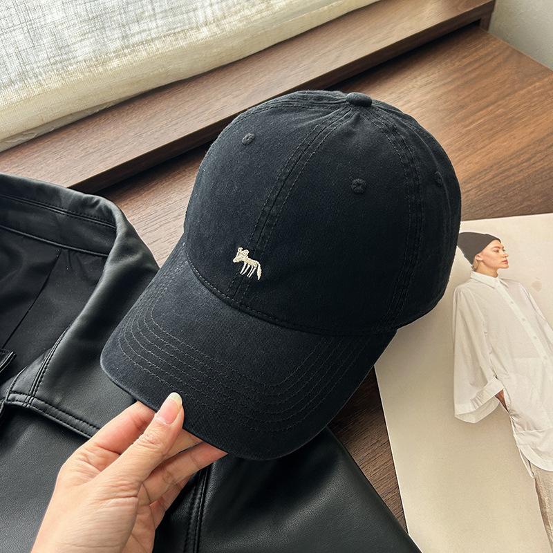 Grape Purple Embroidered Little Fox Soft Top Baseball Cap Women's New High Quality White Cap