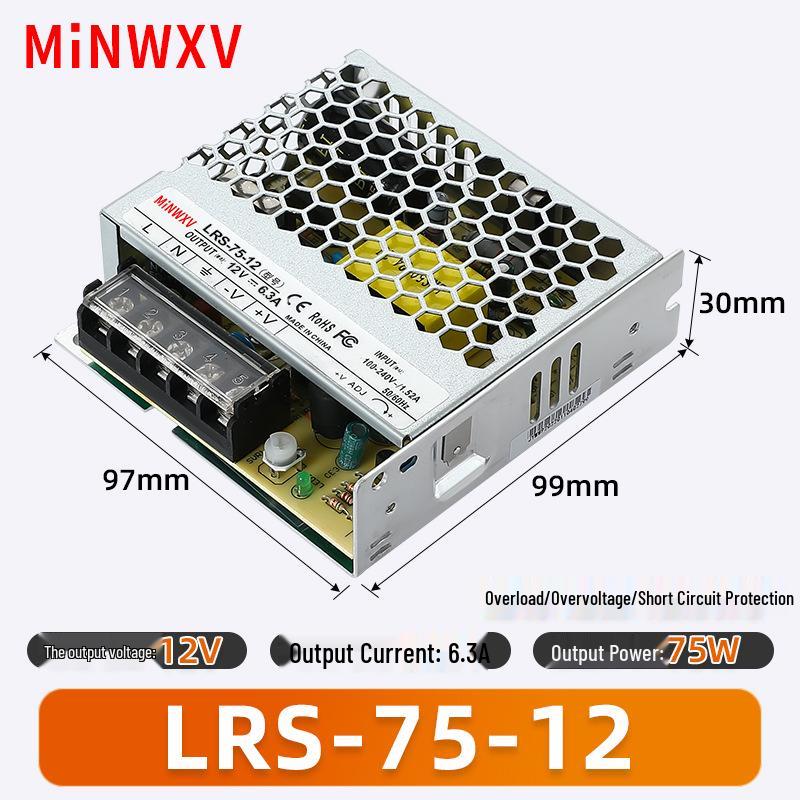 LRS-75W Dual Output Industrial Control Power Supply: 12V & 24V DC Regulated Switching.
