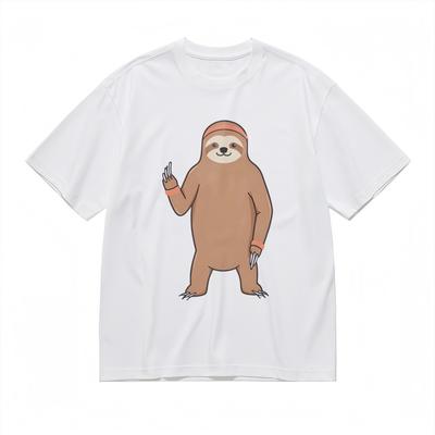 Men's Soft Breathable All Season Classic T-Shirt Sloth With Headband Design Tee