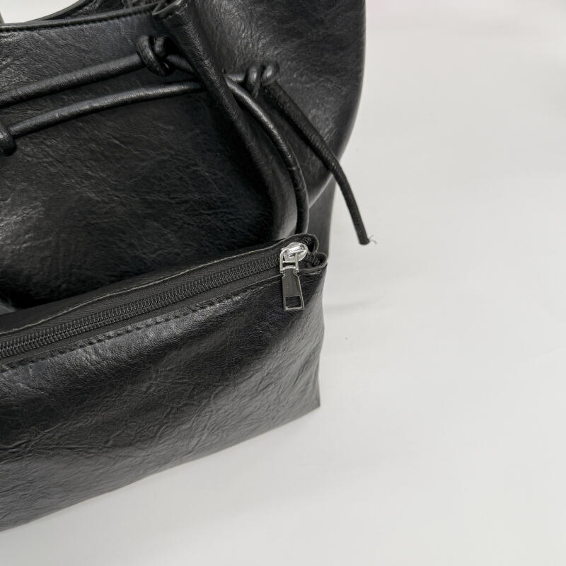 PU Tote Bag with Drawstring Closure Large Capacity Fashion Shoulder Bag