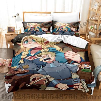 Delicious in Dungeon Bedding Set Single Twin Full Queen King Size Bed Set Adult Kid Bedroom Duvetcover Sets Anime Bed Sheet Set