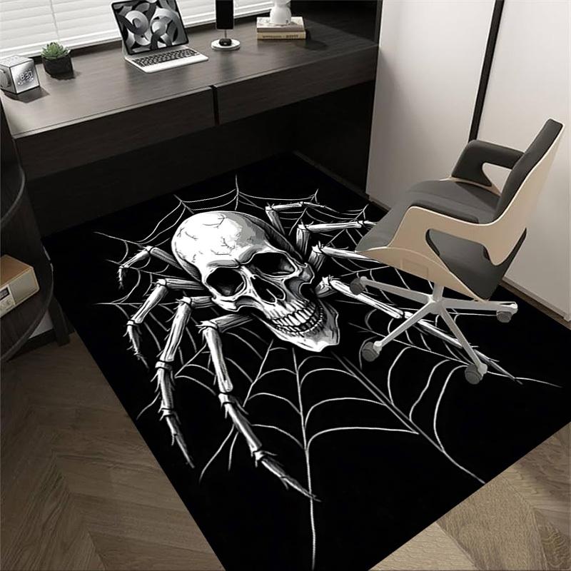 1PC Spider Skull Non-Slip Floor Carpet Compatible for Office&Living Room&Bedroom&Dining Room - Flat-Weave Machine-W260