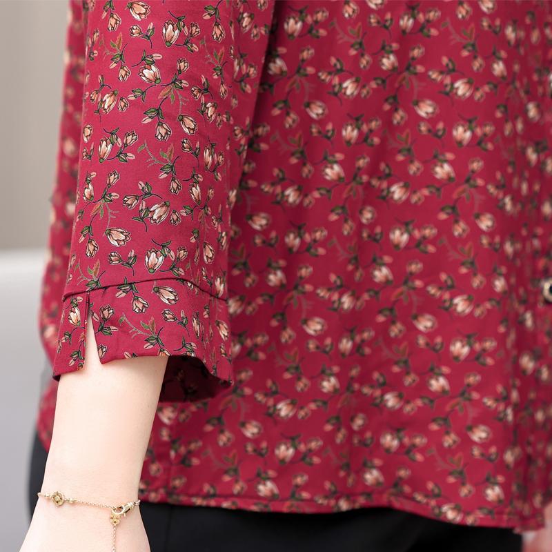 Women's Plus Size Floral Print Blouse – 3/4 Sleeve Button Down Casual Shirt (Sizes XL-6XL) for Middle-Aged Ladies