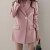 Women's Solid Color Button Pocket Cardigan Long Sleeve Blazer Korean Style Retro Top