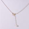 Alloy Bow Pearl Fringed Pendant Necklace Women's Simple Temperament Popular Necklace