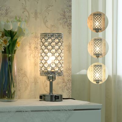 Lumină de noapte de masă de cristal lângă lampă Porturi USB duale Luminozitate reglabilă pe 3 niveluri