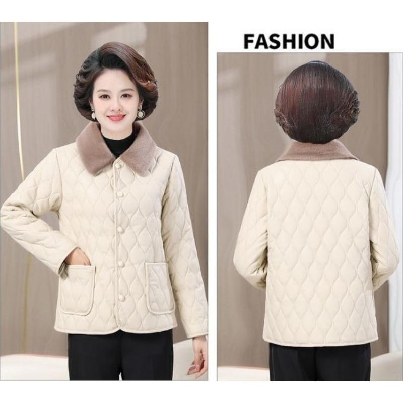 Toamnă Iarnă Femei de vârstă mijlocie Plus catifea Căldură de lungime mijlocie haină de piele largi Jacheta de piele Îmbrăcăminte de mamă Jachetă casual