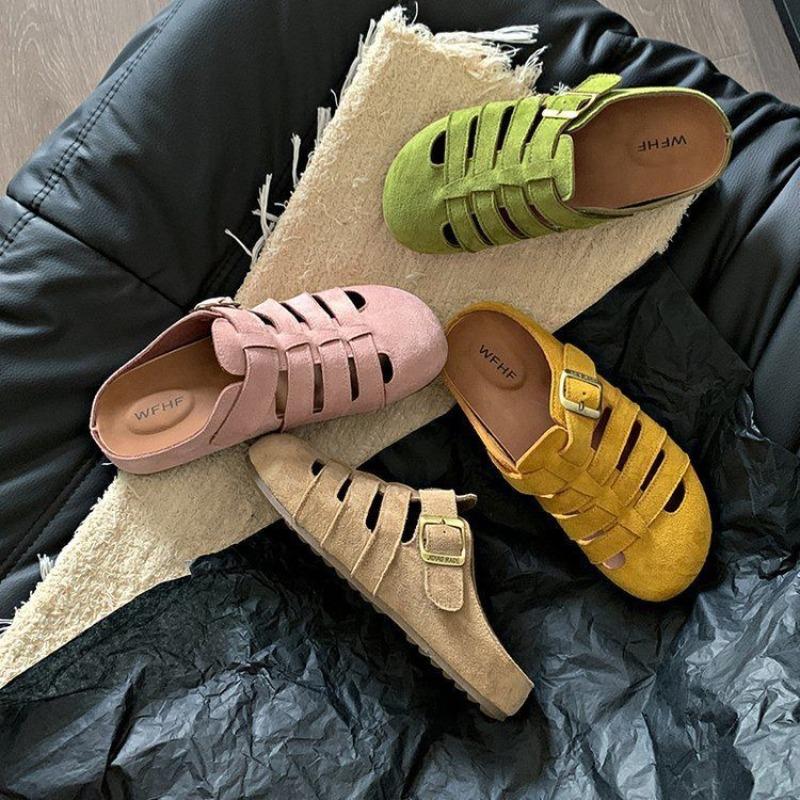 Ciabatte a Punta Rotonda Ciabatte Morbide da Donna Mules Spesse in Stile Romano Scarpe da Donna in Promozione Sandali Eleganti e alla Moda in Saldo