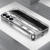 Gold-plated tempered glass phone case, compatible Galaxy S26 S25 S24 S23 S22 Ultra Plus. Features a black and white color scheme