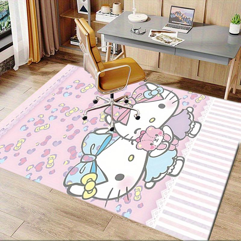 Office Rug Hello Kitty, Bow Anti-Slip Rug, Machine Washable for Living Room, Bedroom, Office, Multiple Sizes, Bedroom Mat, Decorative Mat, Durable Mat