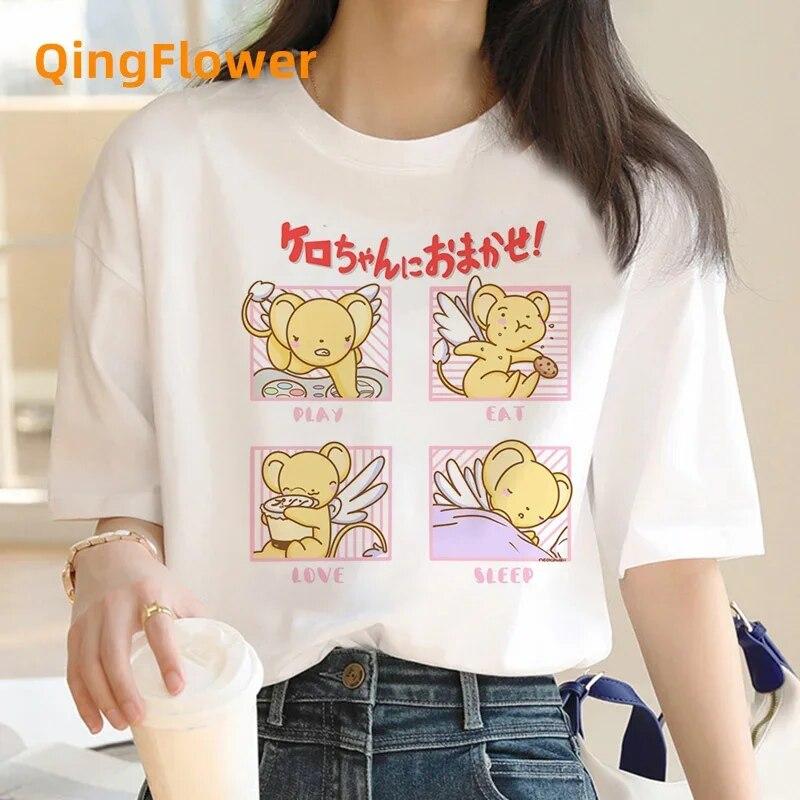 Card Captor Sakura Magic Girl Kleidung Kleidung feUnisex Casual 2024 weißes T-Shirt Vintage T-Shirt Top Tees Vintage weißes T-Shirt