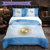 Argentina Football Pattern 3 Pieces Bedding Set Soft Microfiber Duvet Cover with Pillow Cases for Bedroom