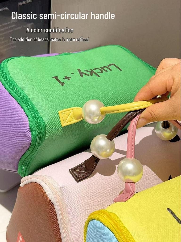 Dopamin Wasserdichte Make-up-Tasche mit großem Fassungsvermögen - Tragbare Kosmetik-Aufbewahrungshandtasche
