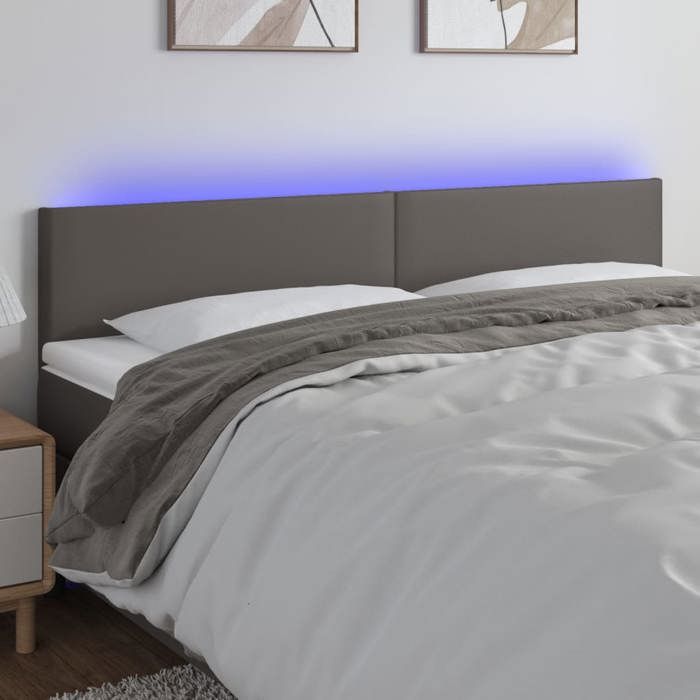 VidaXL Tête de Lit à LED Meuble de Chambre à Coucher Accessoire de Lit Double Tête de Cadre de Lit Intérieur Gris 3121438