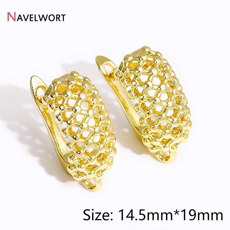 18K Gold Plated Brass Metal Earwires Basic Fasteners,Earring Fixtures,Inlaid Zircon Earring Hooks,Earring Making Supplies