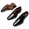 Men's Plus Size Genuine Leather Formal Wedding Shoes - Three-Piece Square Toe Design.
