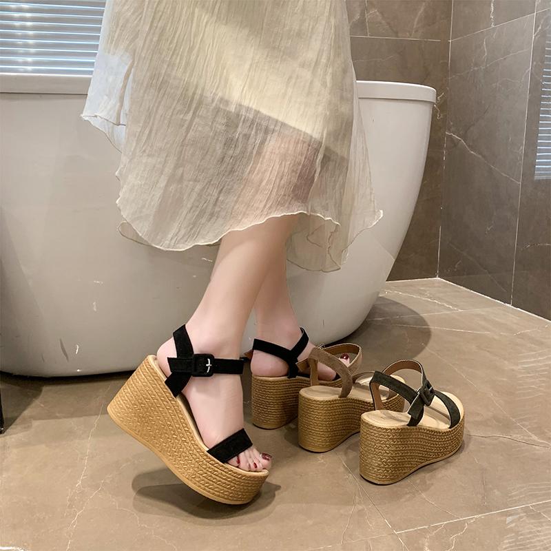WTEMPO Dámské sandály se silnou podrážkou semišové přezka a šikmé podpatky příležitostné všestranné sandály proti skluzu dropshipping velkoobchod