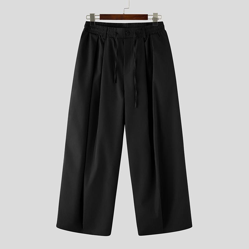 INCERUN Pantaloni Larghi Casual da Uomo a Vita Elastica con Pieghe Lunghi e Ampi