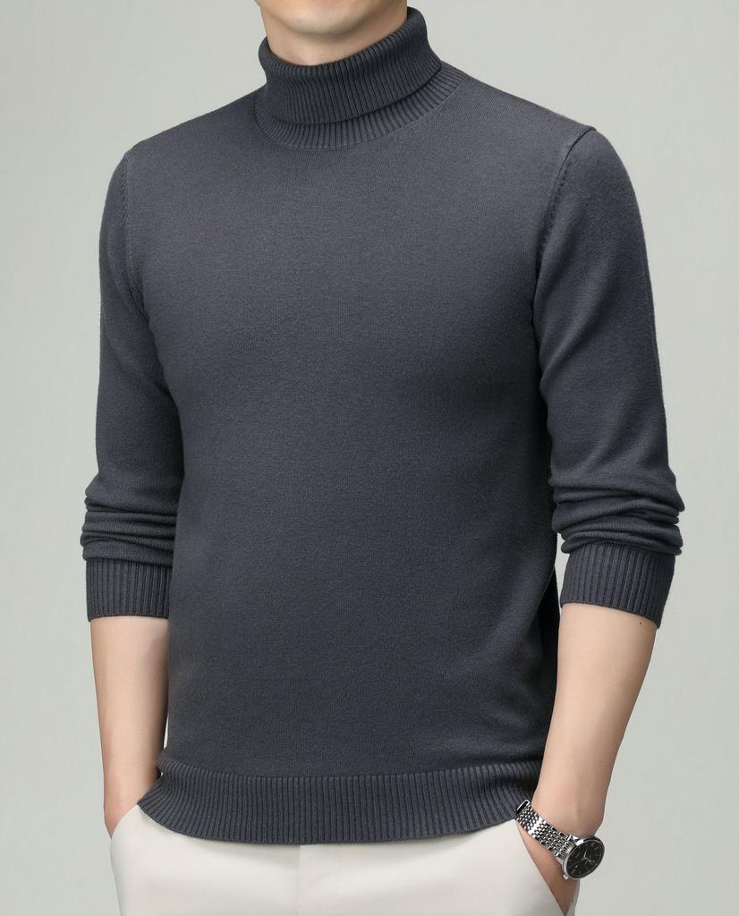 Turtleneck Men's Wool Sweater Autumn and Winter Trend Casual Bottoming Knitted Sweater Fine Imitation Wool Sweater Sweater Men