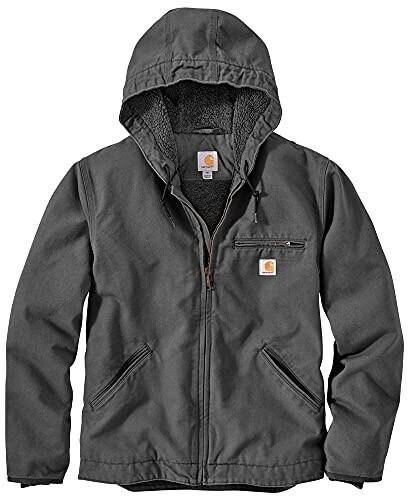 Демисезонная куртка Carhartt Washed Duck Sherpa Lining Work Utility Outerwear цвета гальки