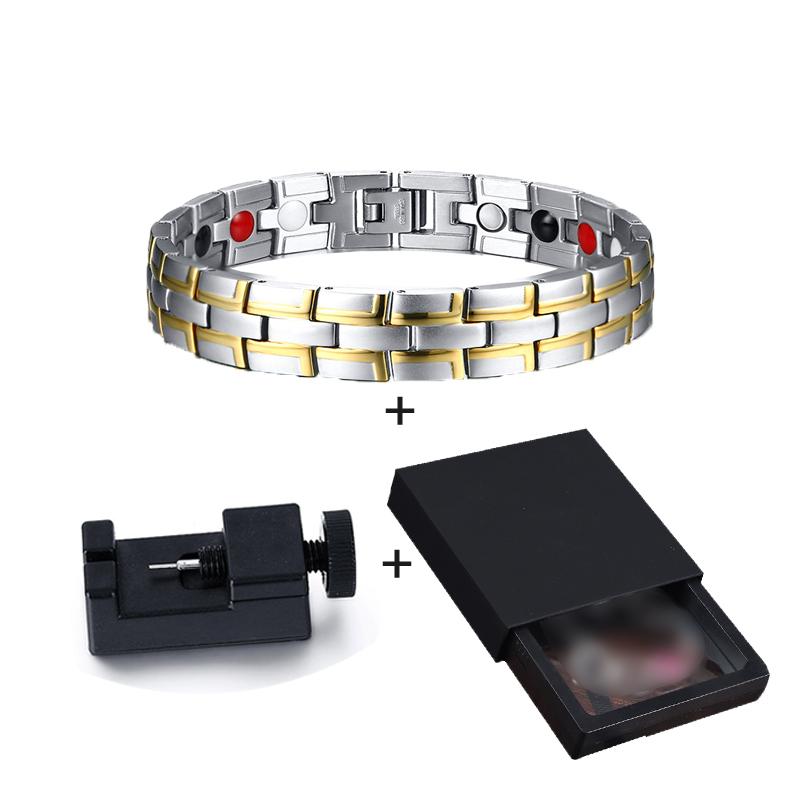 Vinterly Health Magnetic Bracelets Male Stainless Steel 12mm Wrist Band Magnet Men Hand Chain Link Energy Jewelry Waterproof