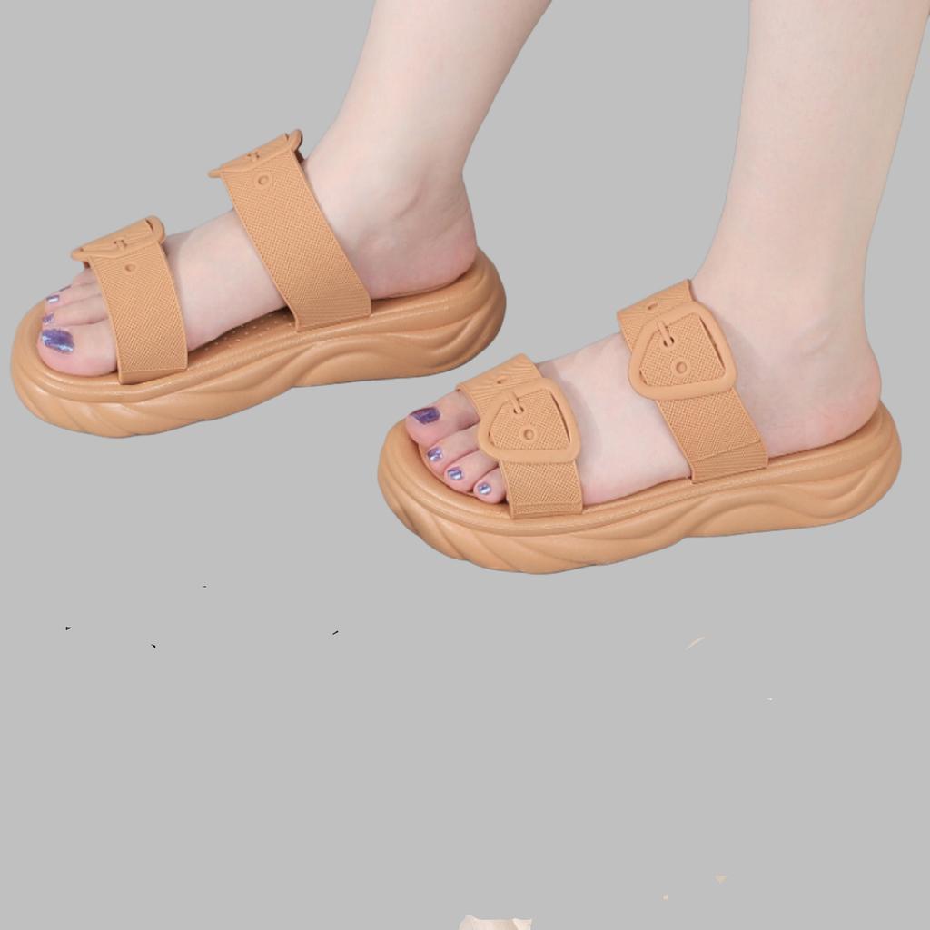 Damen Sommer Pantoletten mit Dämpfung, dicker Sohle, rutschfest, für draußen, elegant, mit einem Riemen, lässige Sandalen