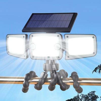 LIFENGSOLER 262 LED Solární světlo, Venkovní, Vodotěsné IP65, Třístranné osvětlení, 2 pohybová čidla, Nastavitelný úhel a flexibilní stativ v balení,