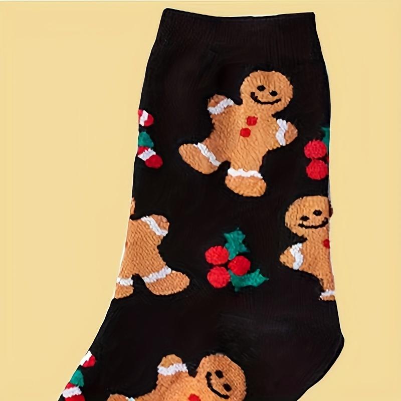 Christmas Socks Winter Warm Gingerbread Man Knitted Socks Sweat Absorbing Fashion Men Women Quick Dry Outdoor Mid Tube Socks