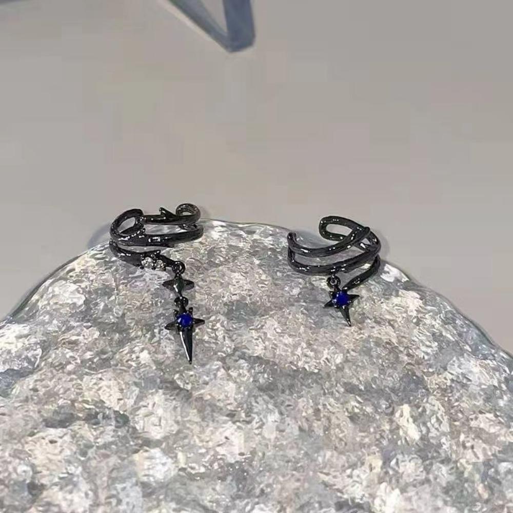 Fashion Black Color Clip on Earrings for Women Geometric Ear Cuff Without Piercing Girl Jewelry