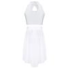 Kids Two Piece Performance Costume Sequin Crop Top Hollow Front Keyhole Back Irregular Chiffon Skirt Dance Outfit Set