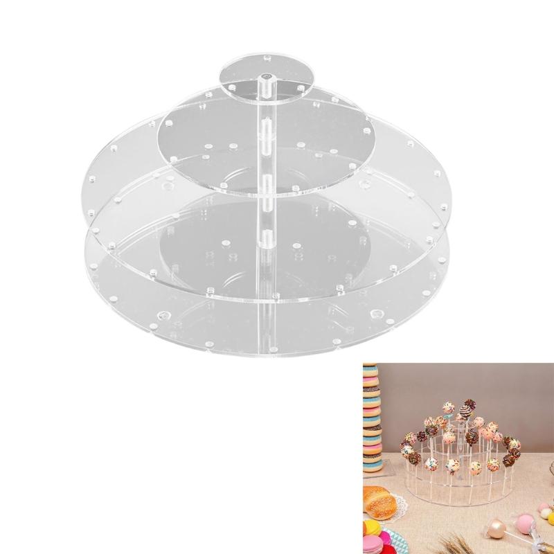Clear Acrylic Lollipop Stand With 4 Tiered Design 31 Slots For Dessert Display At Event Celebration