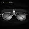 Óculos de sol VEITHDIA de alumínio e magnésio polarizados com lente azul girando 180 graus para pernas masculino/feminino