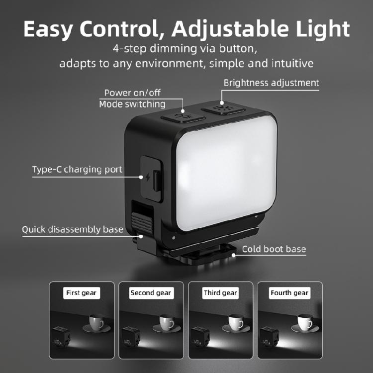 Portable Camera Fill Light With 1/4 Screw Hole 3 Stage Brightness Control 150Lux Output For Vloggings And Night Photography