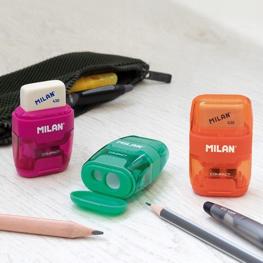 Milan, temperówko-gumki Compact, 16 sztuk