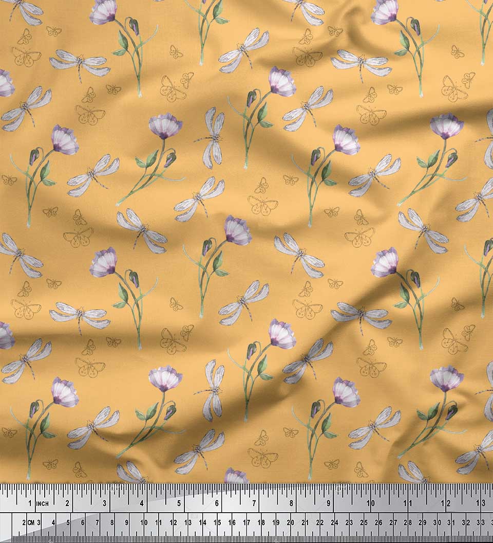 

Японська креп-сатин Soimoi Grey Тканина з бабкою та квітковим принтом на метр 42 дюйма 42 Inch Wide - Poly Crepe помаранчевий