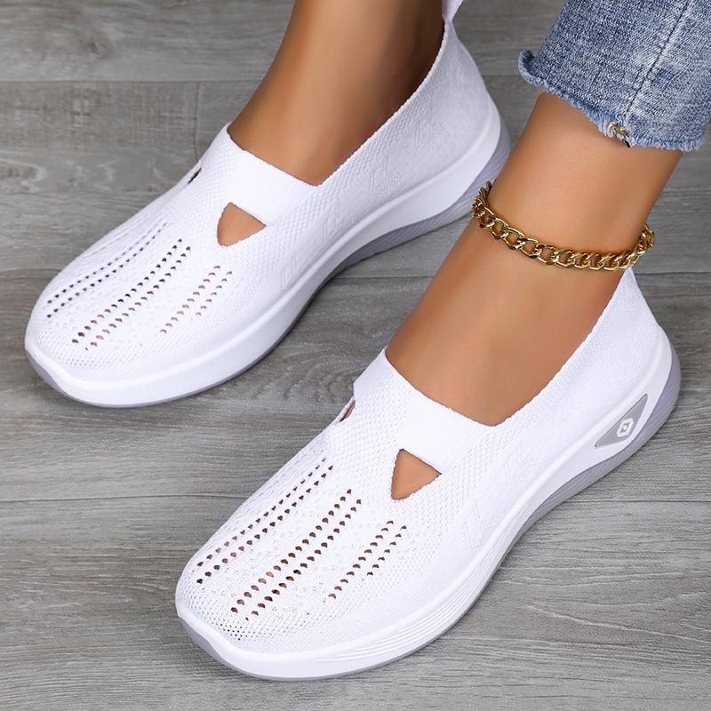 Shoes women's TEMU one-pedal casual shoes large size women's shoes foreign trade single shoes flying woven breathable cloth shoes