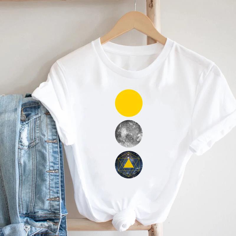 Women's Geometric Floral Print European and American Clothing Short Sleeve T-shirt Women Clothes  Tops  Harajuku
