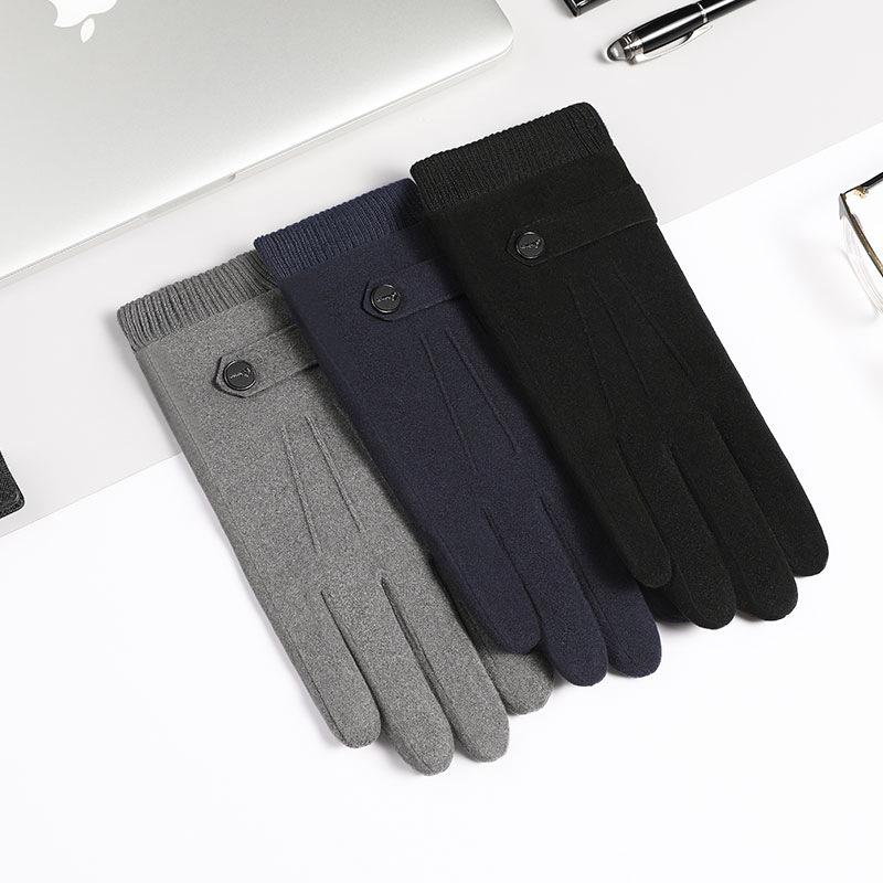 Winter Keep Warm Touch Screen Plus Velvet Inside Suede Mens Gloves Fashion Simple Cold Protection Thicken Man Outdoor Gloves